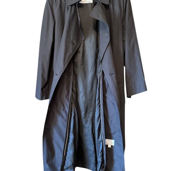 London Fog Ladies Black Raincoat with Belt and Zip In Liner Size 12R - Picture 6 of 12